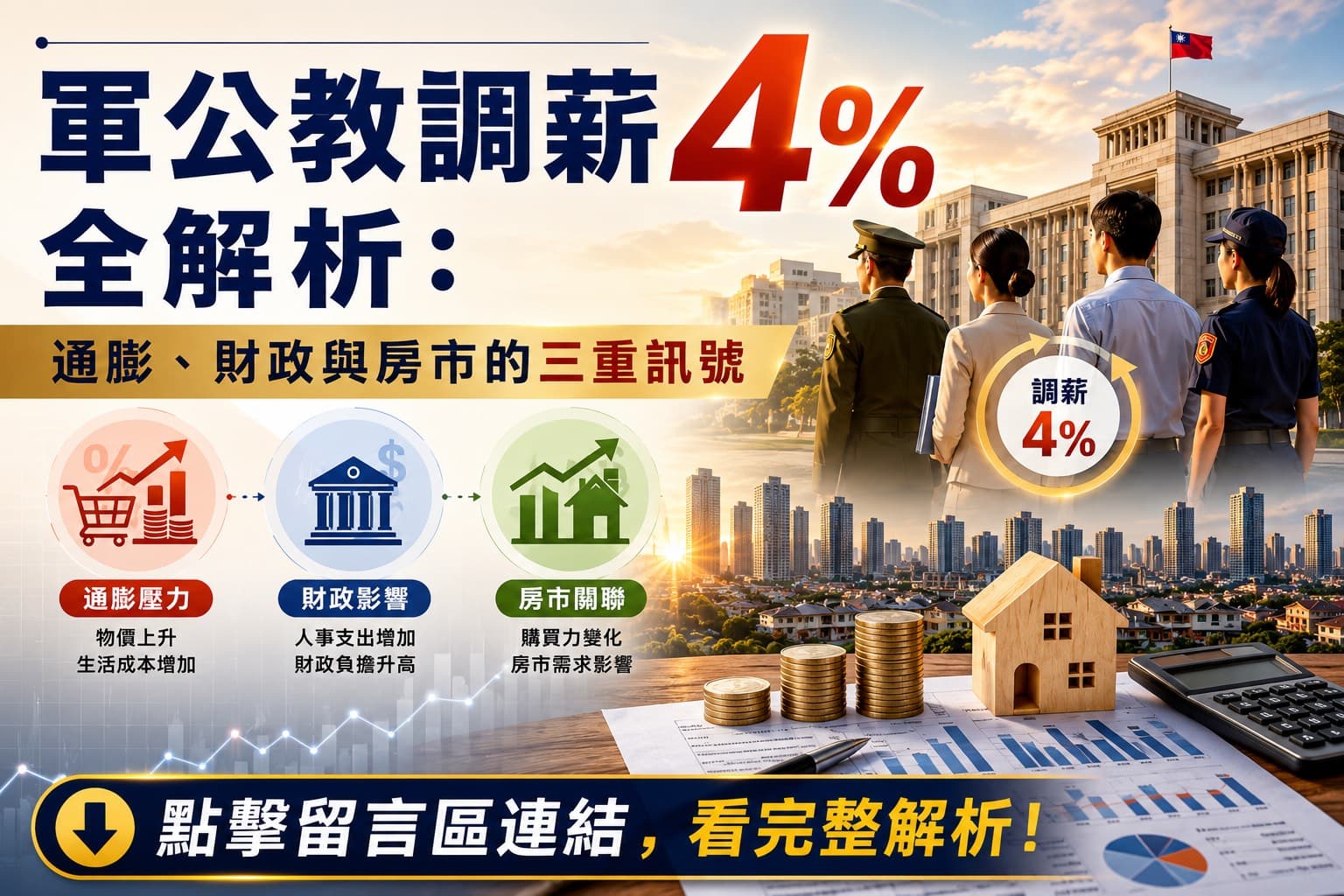 軍公教調薪4%全解析:通膨、財政與房市的三重訊號